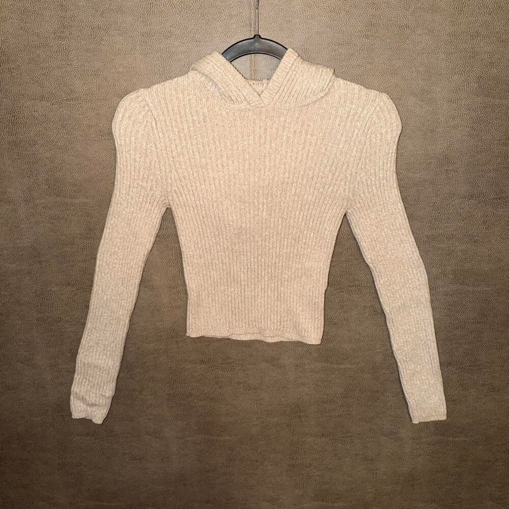 Aerie Modern Ribbed Knit Crop Hoodie Sweater
